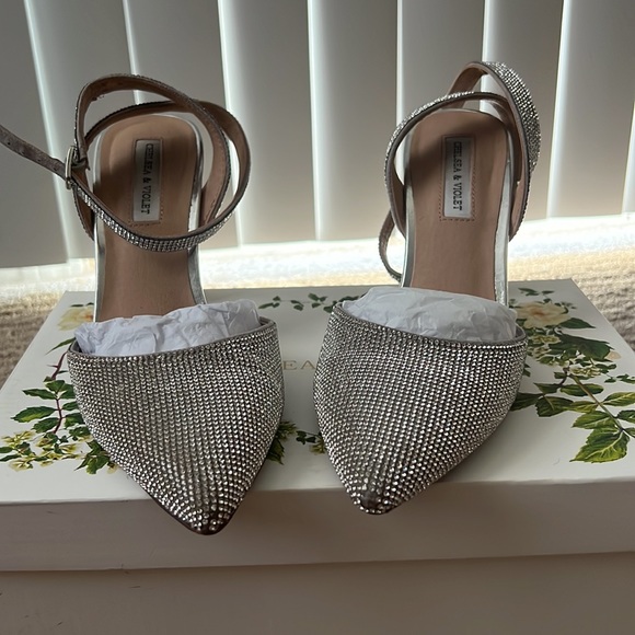 Chelsea & Violet Mary Rhinestone Embellished Pointed Toe Pumps - Picture 8 of 12